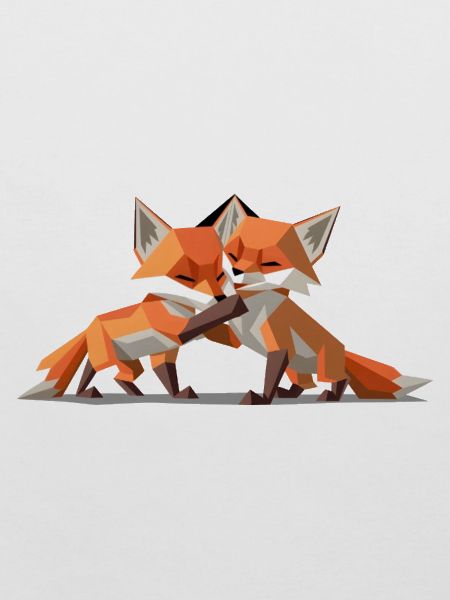 Low-poly Fox Cubs