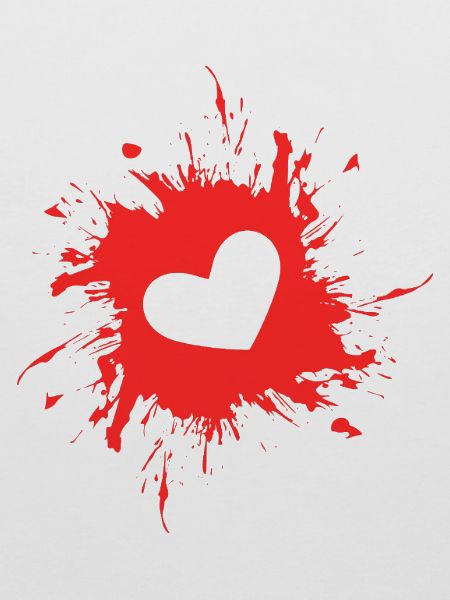 Herz Fleck Tinte rot