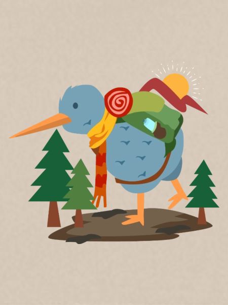 Reiselustiger Kiwivogel Backpacker