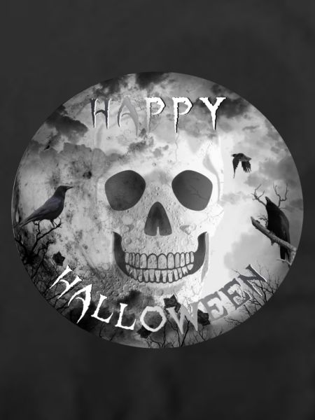 halloween skull crows