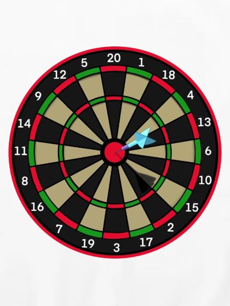 Dartscheibe mit Pfeil im Bullseye