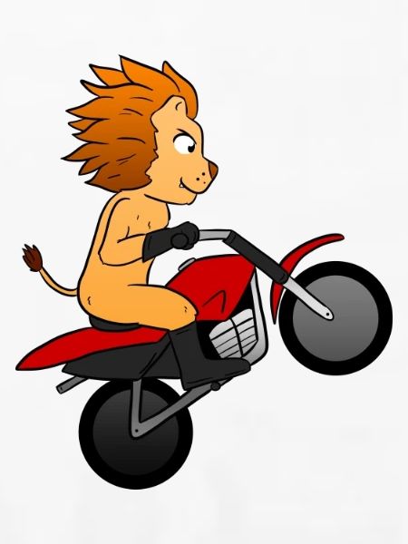 Motorrad Löwe Motorradfahrer