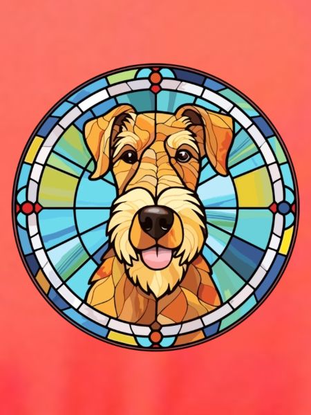 Airedale Terrier Hunderasse Buntes Glas