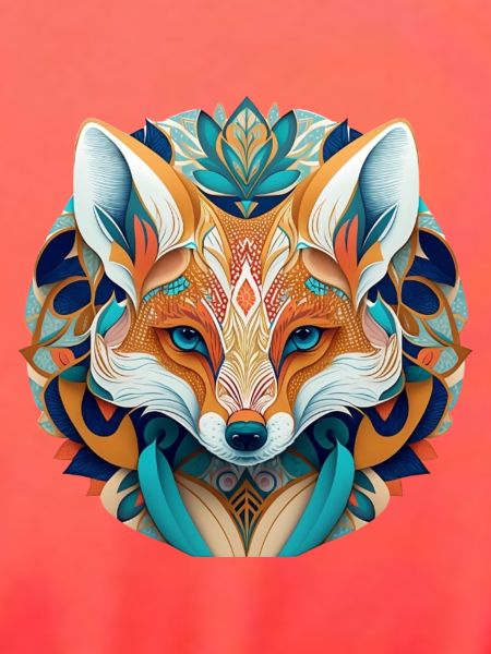 Fuchs Mandala Blau – Mystischer Fuchs