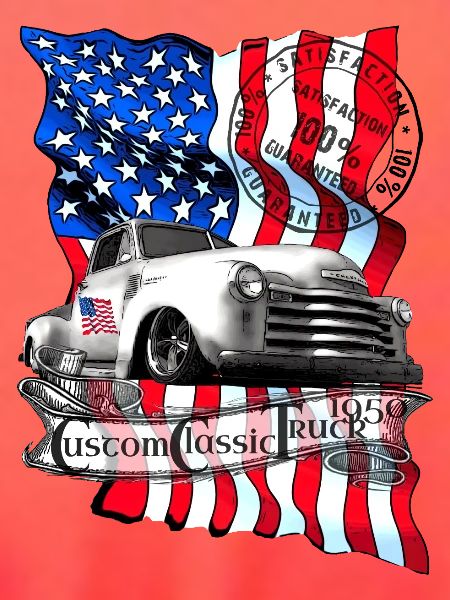 Amerikanischer Oldtimer Flagge Print