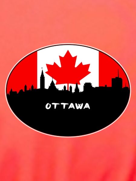 Ottawa-Kanada-Flaggen-Skyline-Schattenbild-Reise
