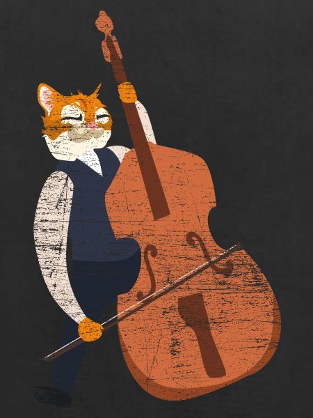 Schwingender Kontrabass Jazzkatze
