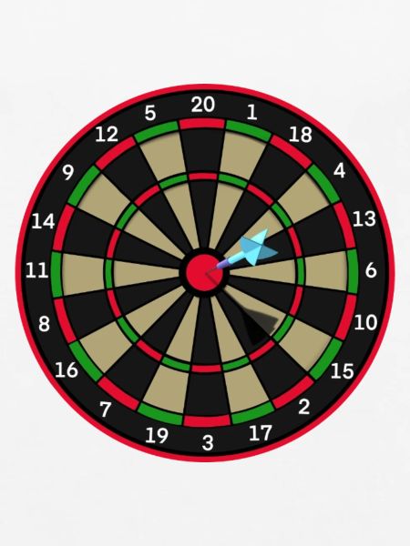 Dartscheibe mit Pfeil im Bullseye