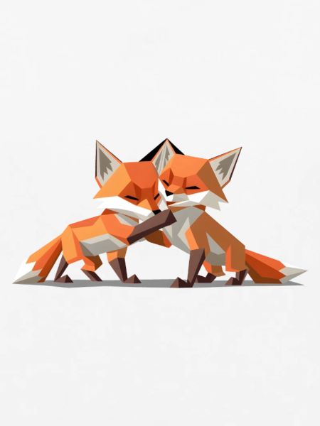 Low-poly Fox Cubs