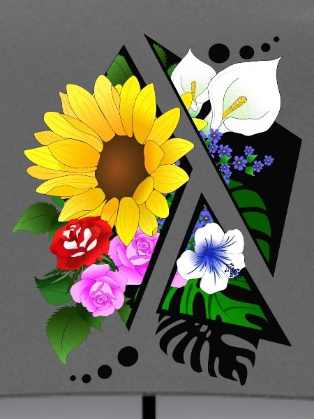 Blumen Arrangement abstrakt zerschnitten