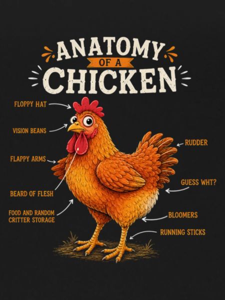 Anatomie eines Huhns – lustiges Huhn