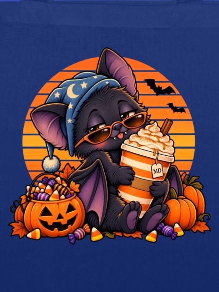 Halloween Fledermaus-Arzt mit Kaffee