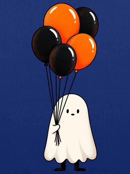 Süßer Geist mit Luftballons – Halloween Motiv