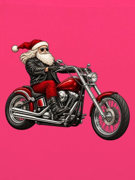 Weihnachtsbiker Santa auf Motorrad