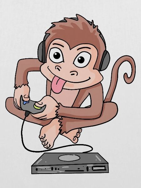 Monkey plays video games