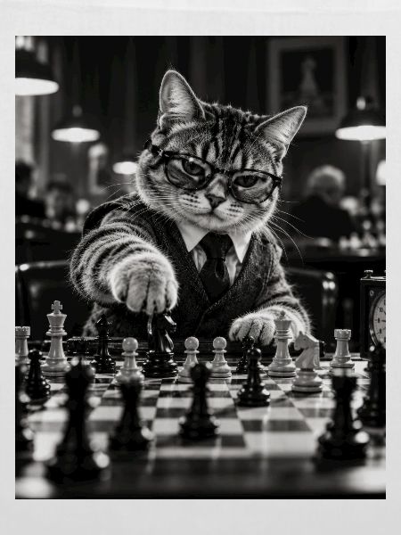 Katze Schachspieler Retro Design