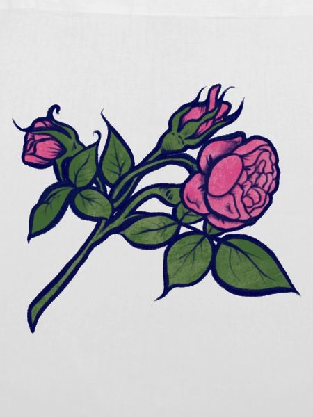 Rosa Rose mit neonblauer Kontur