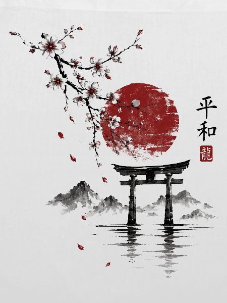 Sakura Torii am roten Mond