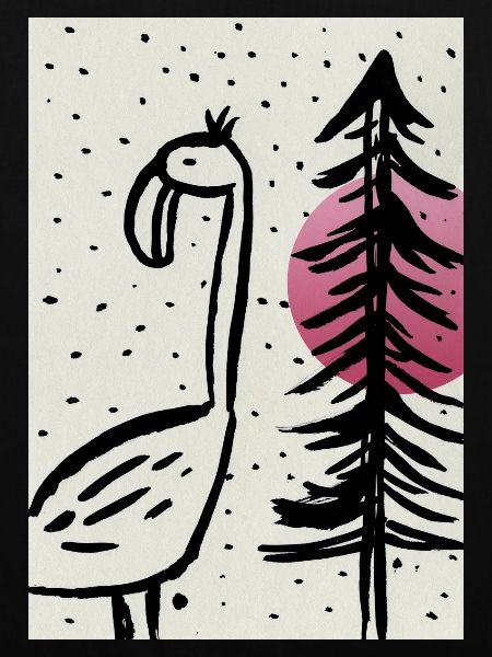 Handmade Illustration Art Flamingo