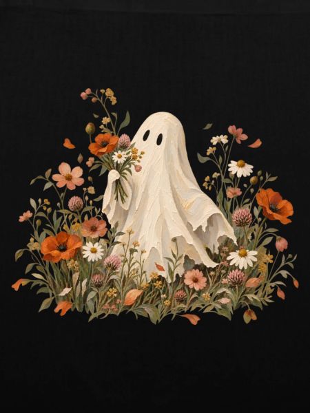 Halloween Geist im Blumenbeet