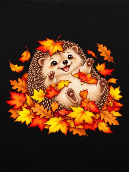 Herbstlicher Igel mit Blättern
