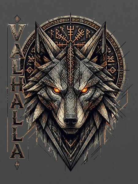 Wikingerwolf Valhalla – Geometrische Runen