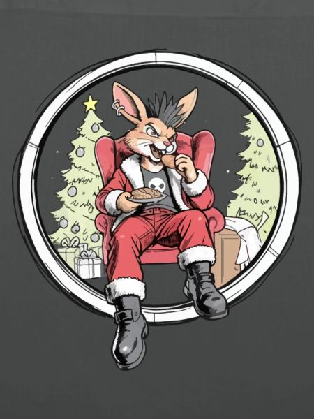 Häschen-Santa im Weihnachtskreis