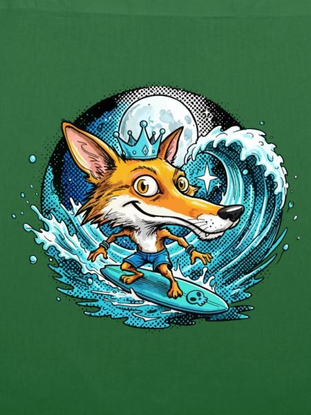 Ein Fuchs, König der Surf-Welle