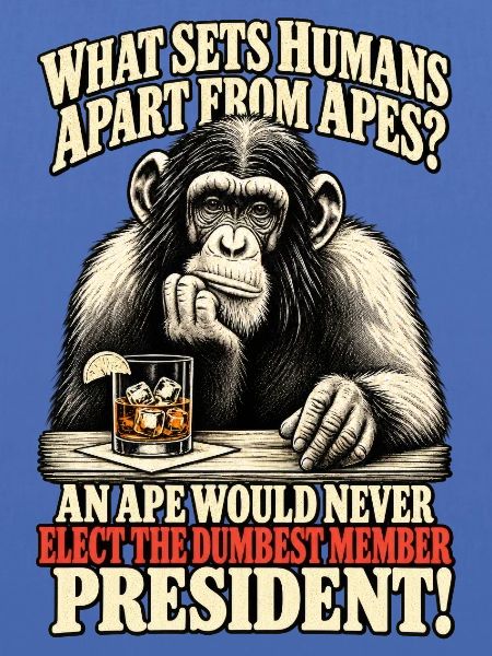 Affe gegen Präsident Satire Tee