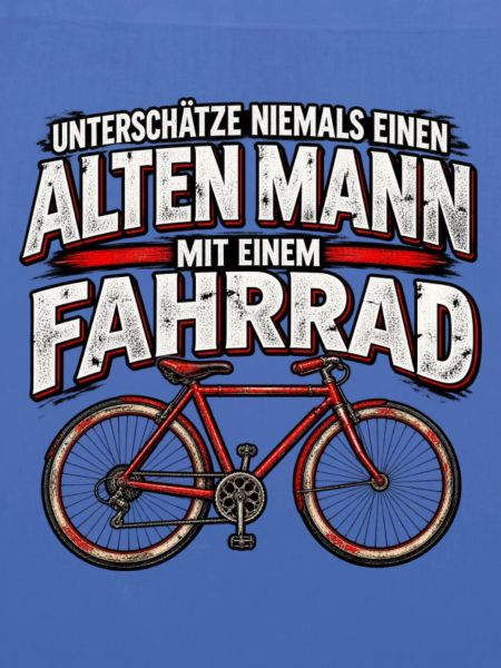 Alten Mann mit Fahrrad Warnung