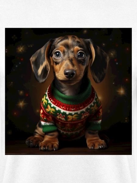 Weihnachtsdackel im Strickpullover