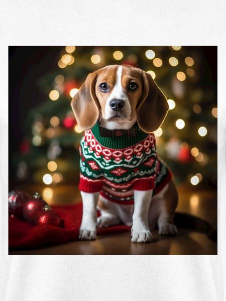 Weihnachtsbeagle im festlichen Strickpullover
