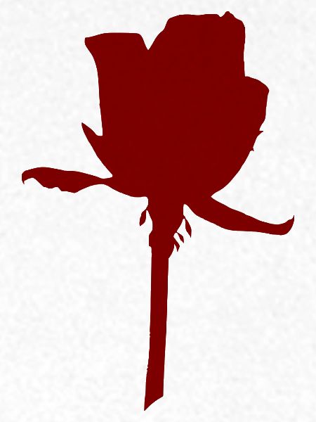 Rote Rosen-Silhouette auf Stiel