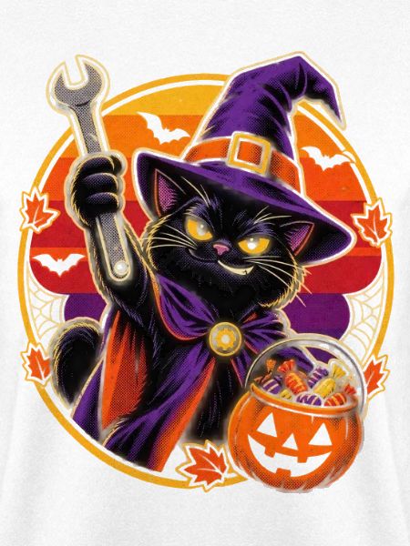 Halloween Hexenkatze mit Schraubenschlüssel