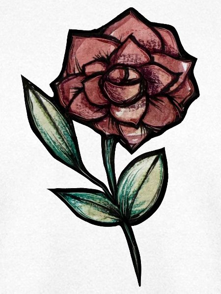 Crimson Rose Aquarell-Skizze