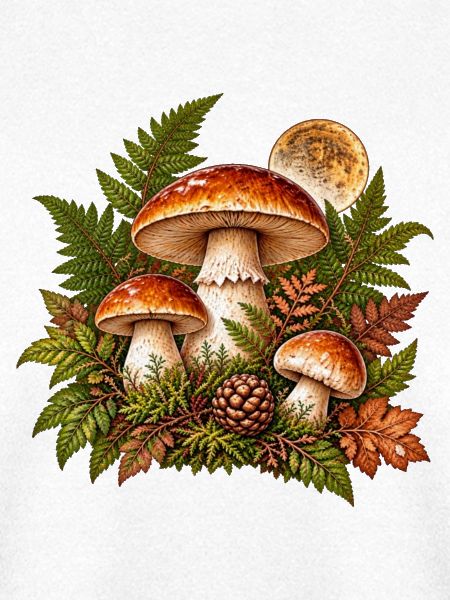 Herbstwald Pilze Illustration