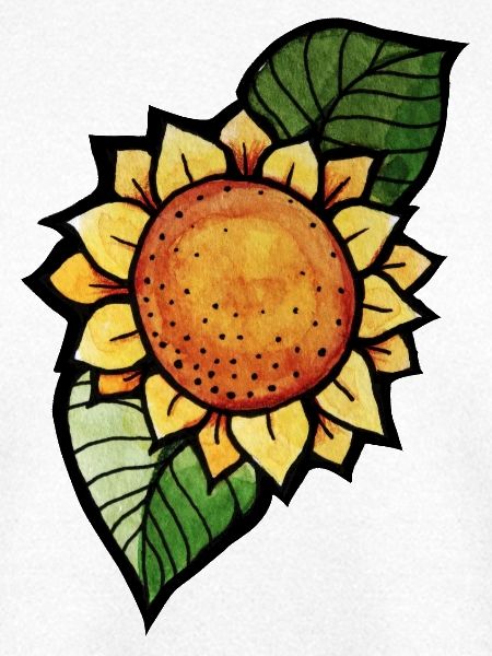 Sonnenblumen-Aquarellblüte in kräftigem Orange