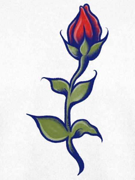 Blauer Umriss Rose Bloom