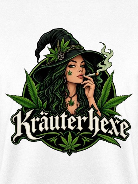 Rauchende Kräuterhexe Hanfblatt