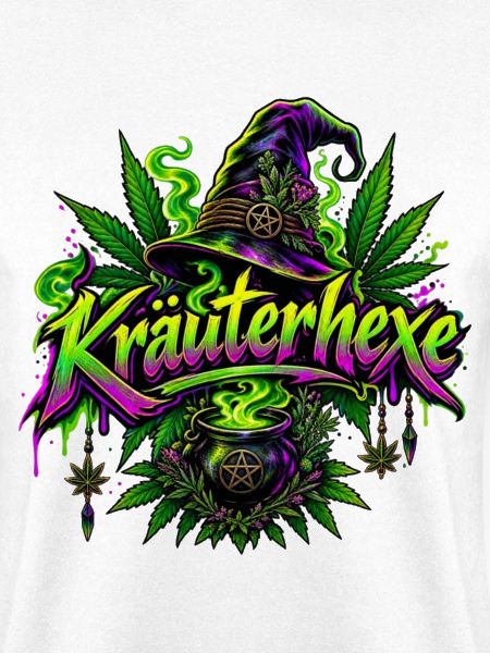 Kräuterhexe mit Hanfblatt und Hexenhut