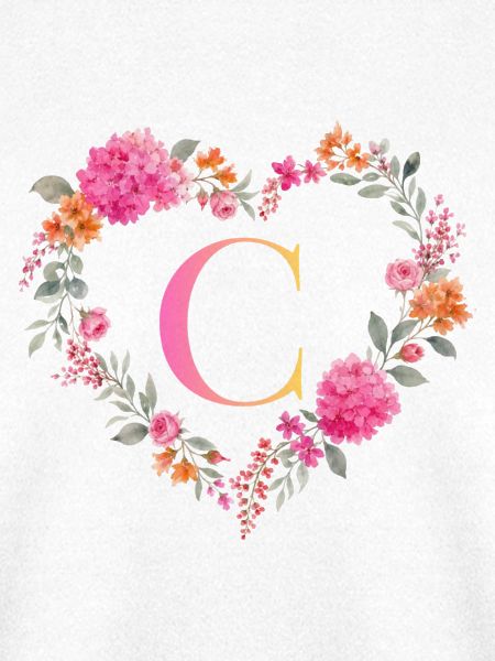 C Monogramm Blumen Herz personalisierbar