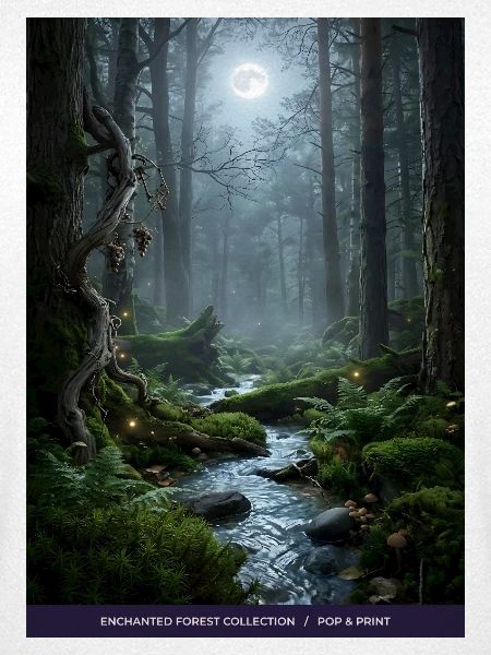 Mondnacht verzauberter Wald