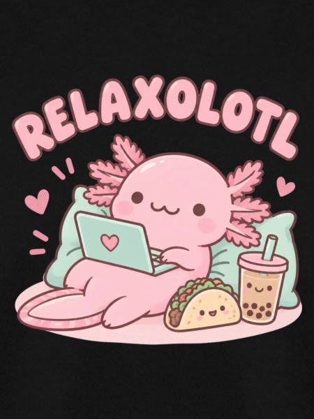 Relaxaxolotl am Laptop