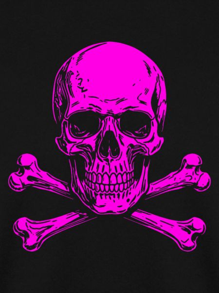 Neon Pink Skull mit Knochenkreuz