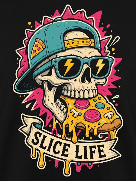 Pizza-Totenkopf mit Cap – Slice Life
