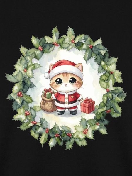 Kleiner Weihnachtskater im Kranz