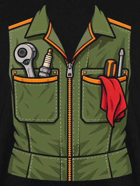 Lustiges Mechaniker T-Shirt Werkzeugweste