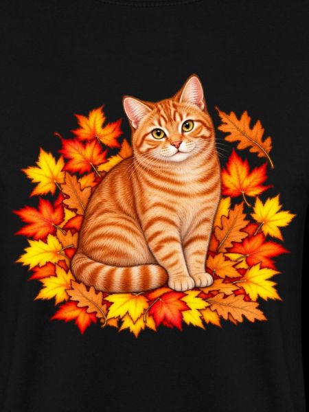 Herbstkatze in Blätterpracht