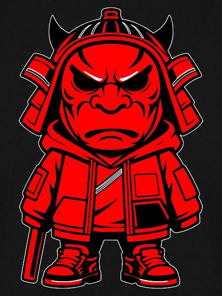 Hypebeast Samurai Oni-Maskottchen