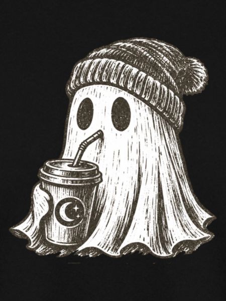 Kuscheliger Geist mit Kaffeebecher